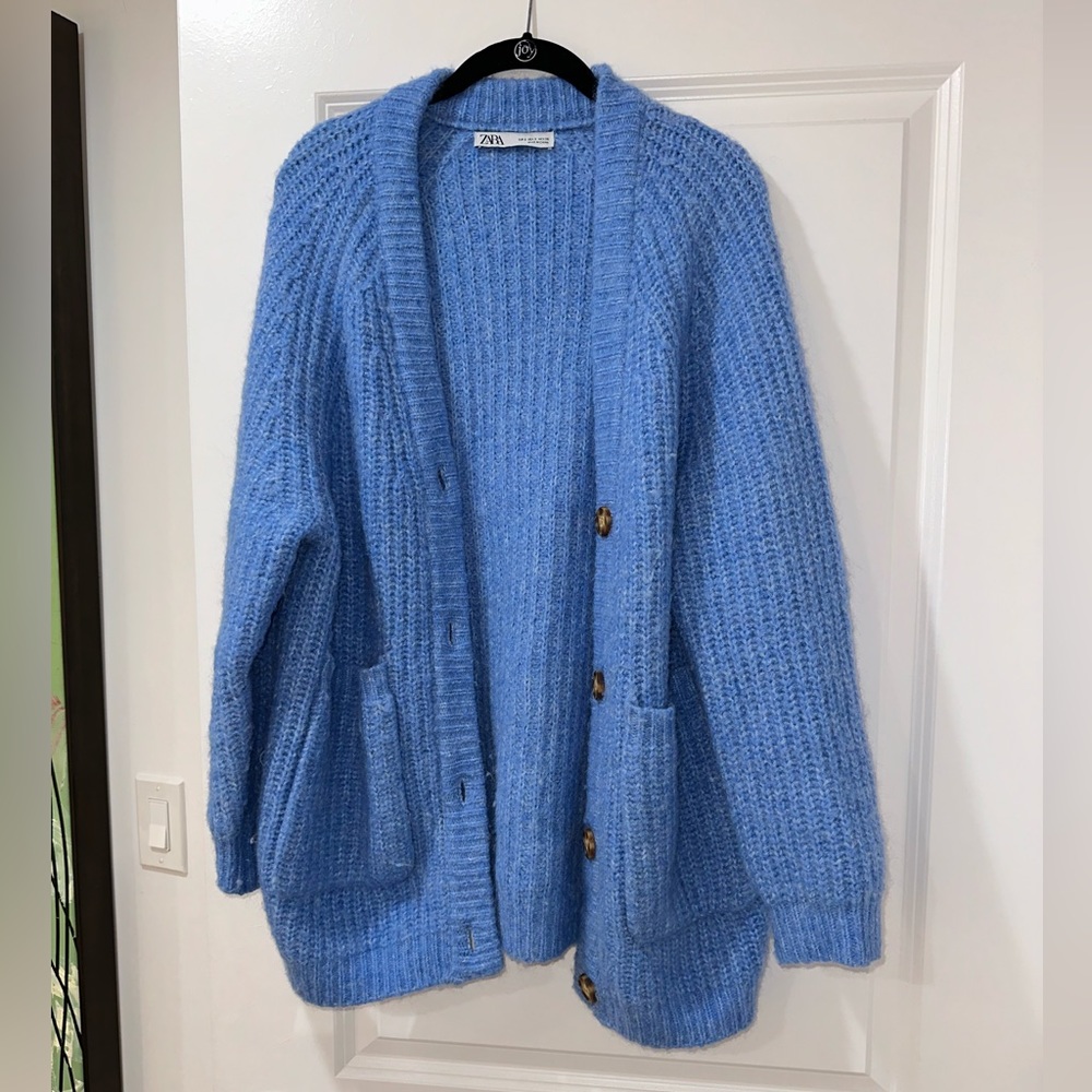 Cornflower Blue Chunky Knit Cardigan